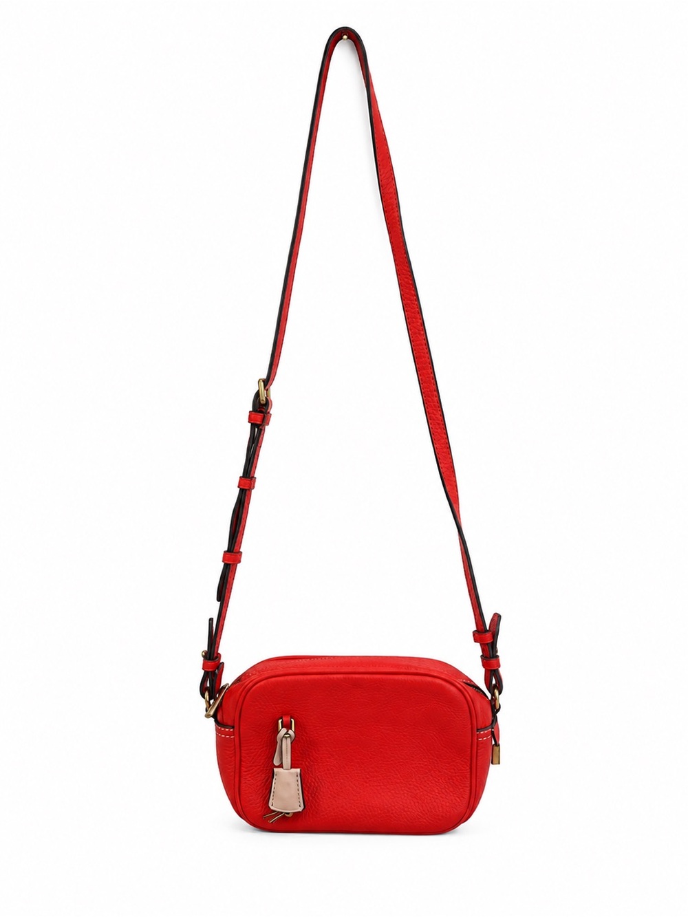 J. Crew Red/Orange Pebbled Leather Camera Crossbody Bag